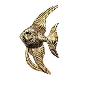 GIOVANNI VINTAGE ESTATE GOLD PLATED TROPICAL ANGEL FISH BROOCH PIN